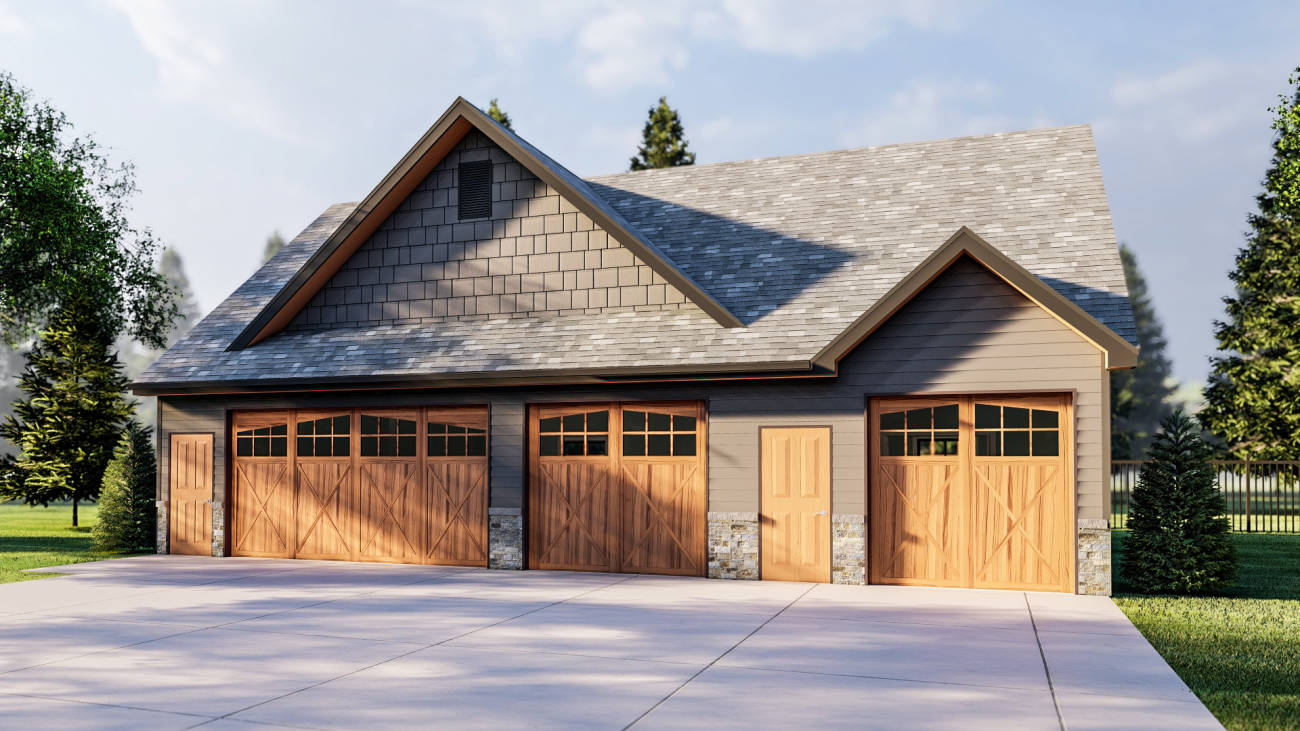 Craftsman Style 4 Car Garage | Stewart