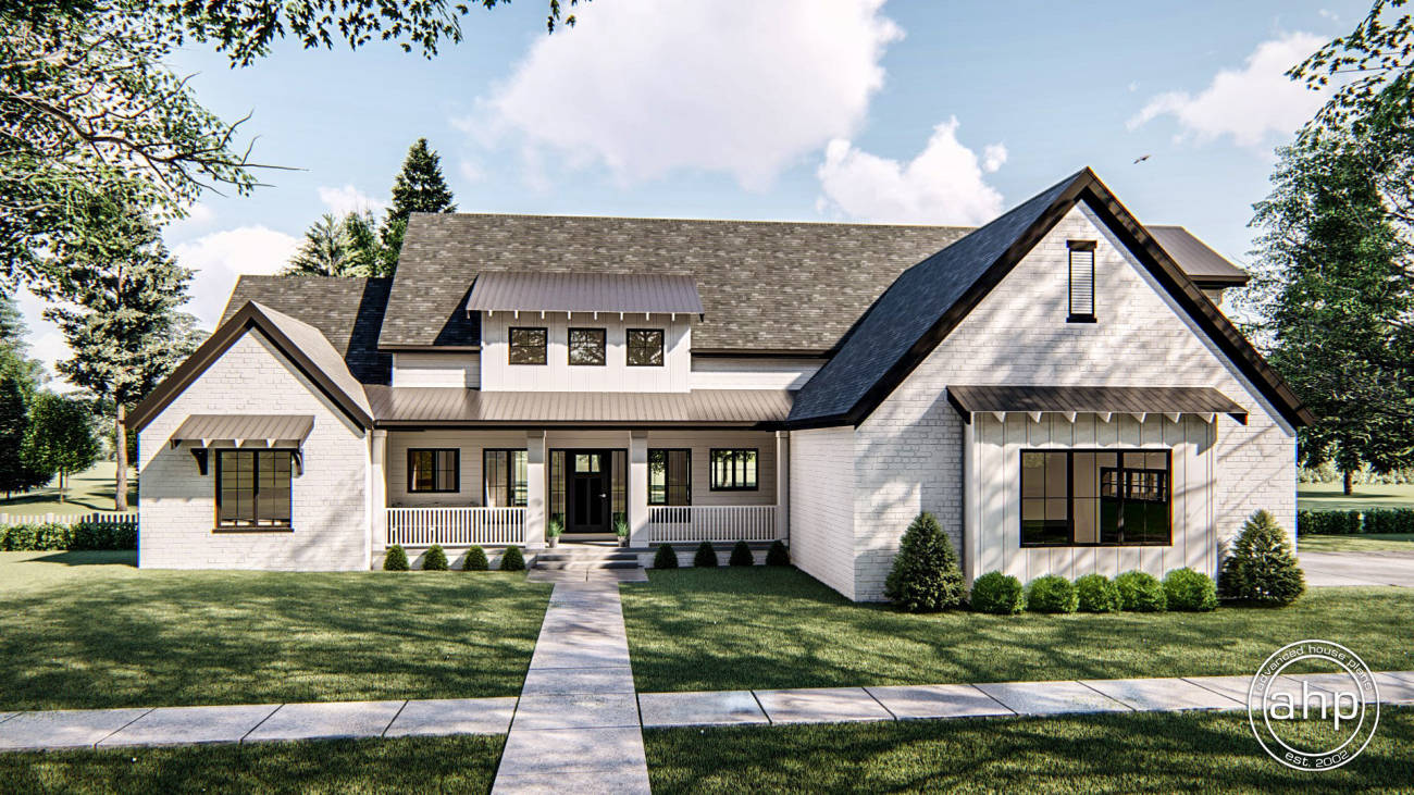 1.5 Story Modern Farmhouse House Plan | Keegan