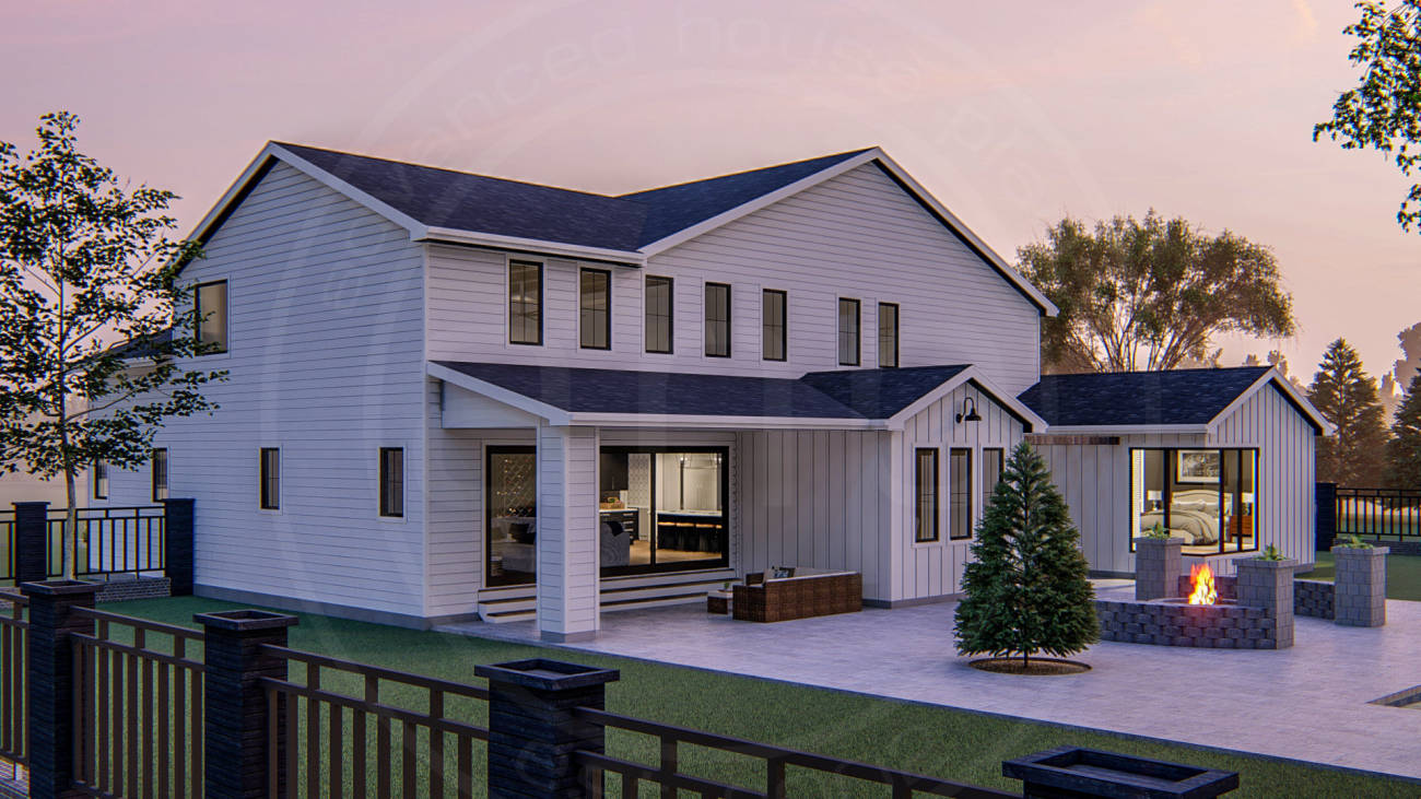 1.5 Story Modern Farmhouse Style House Plan | Tower Grove