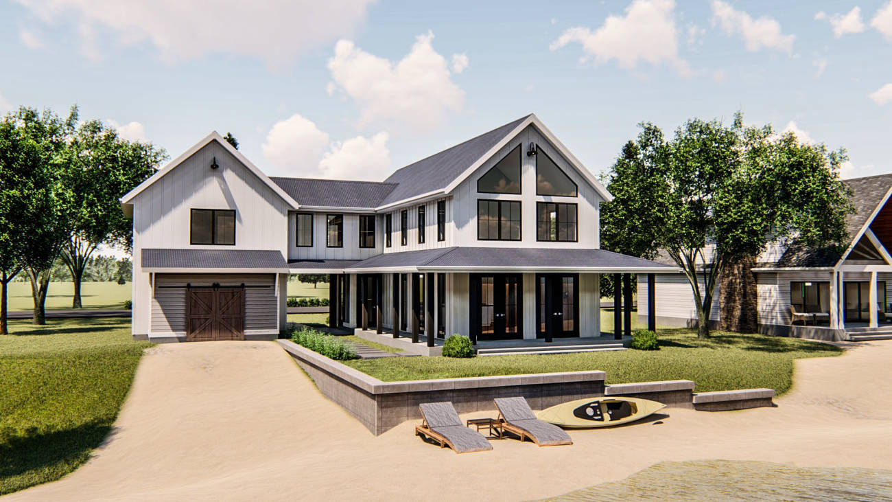 1.5 Story Modern Farmhouse Style House Plan | Clearwater