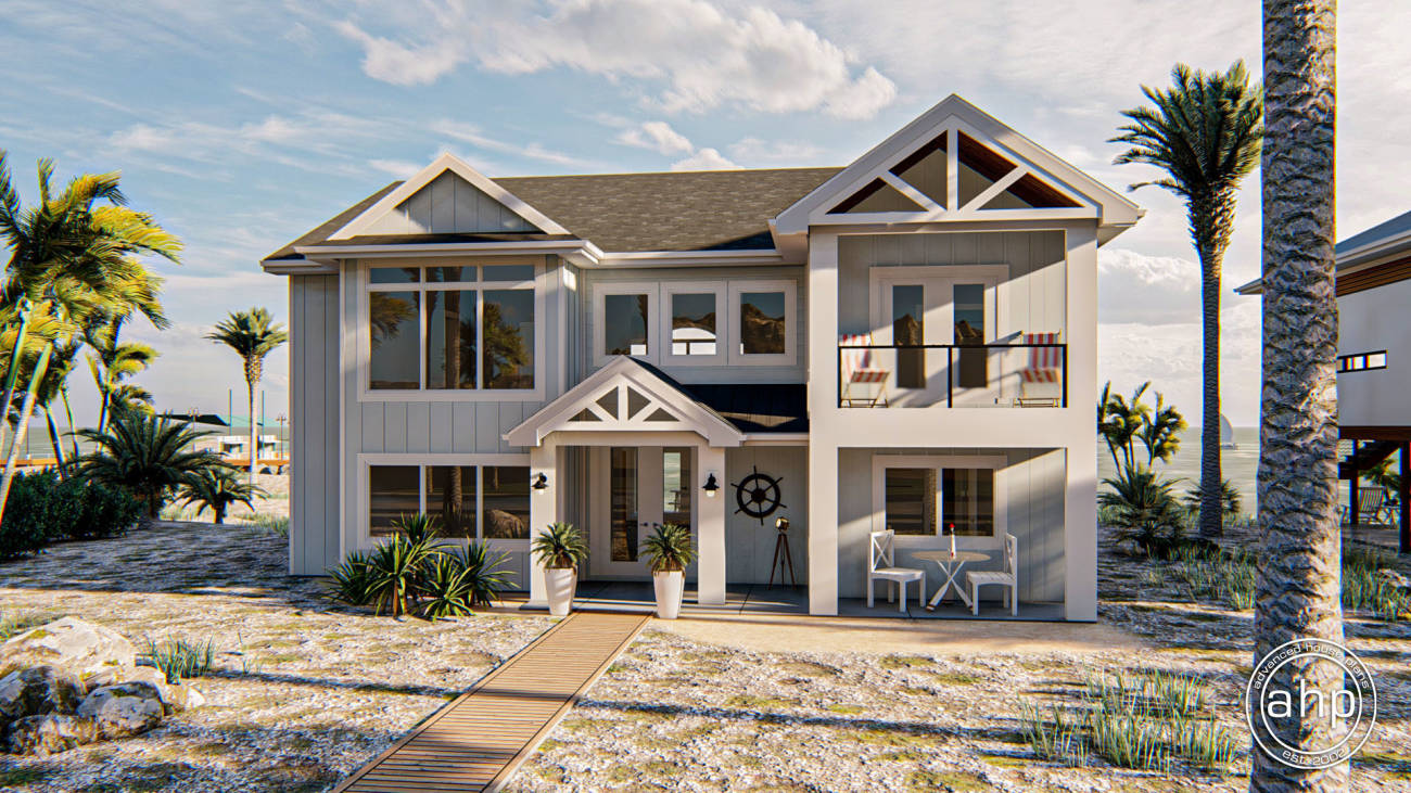 1.5 Story Beach Style House Plan | Caladesi Isle