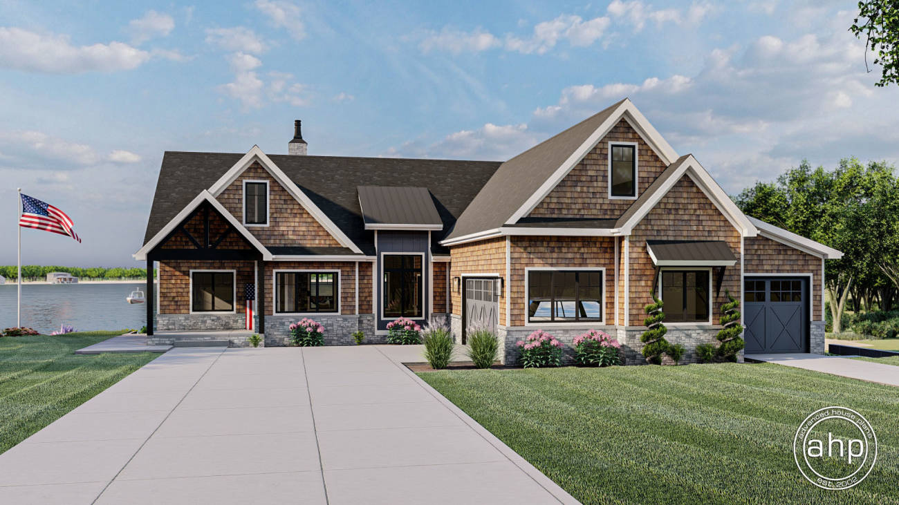 1 Story Lake House Plan | Bonneville Flats